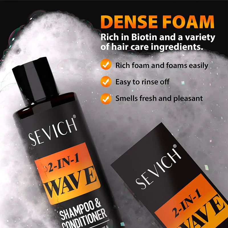 360 Waves Shampoo — Deep Clean Anti-Hair Loss & Wave Control Conditioner, 200ml