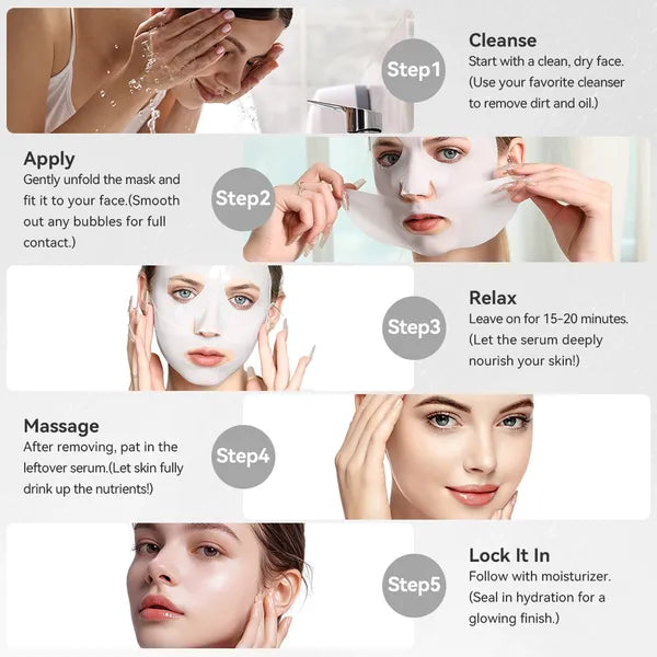 Collagen Deep Hydrating Face Mask — 5 Sheets for Firmer, Glowing Skin