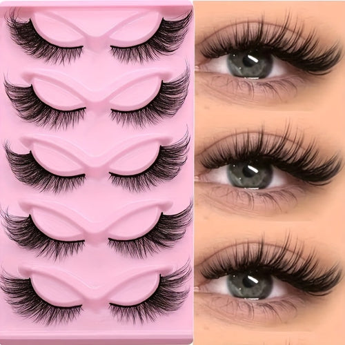 3D Cat Eye False Lashes — 15 Pairs, Fluffy Manga Wispy Clear Band - Health and wellness