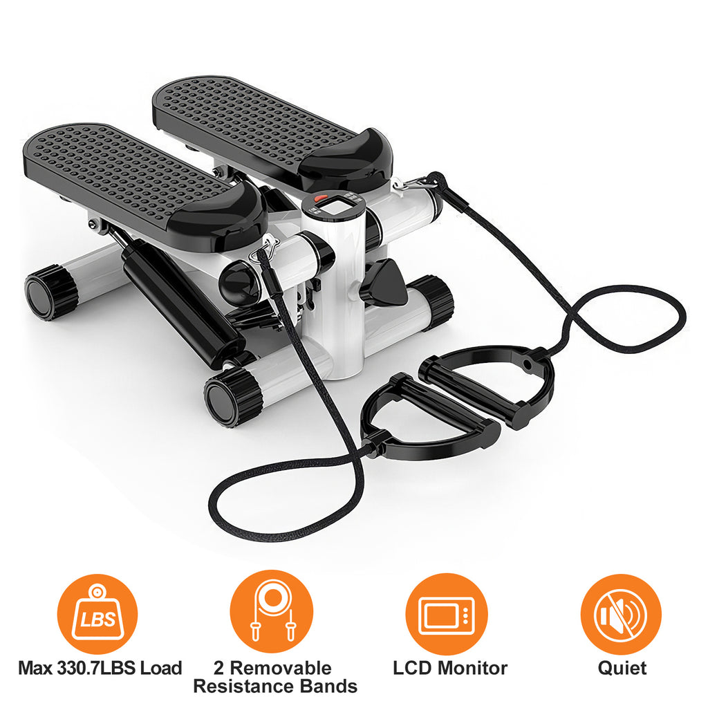 Mini Fitness Stepper with Resistance Bands & LCD Monitor