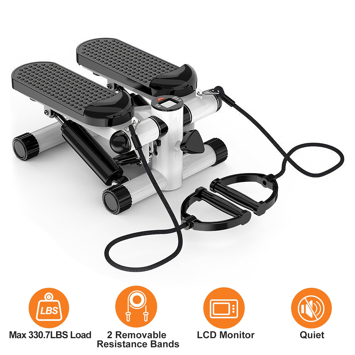 Mini Fitness Stepper with Resistance Bands & LCD Monitor