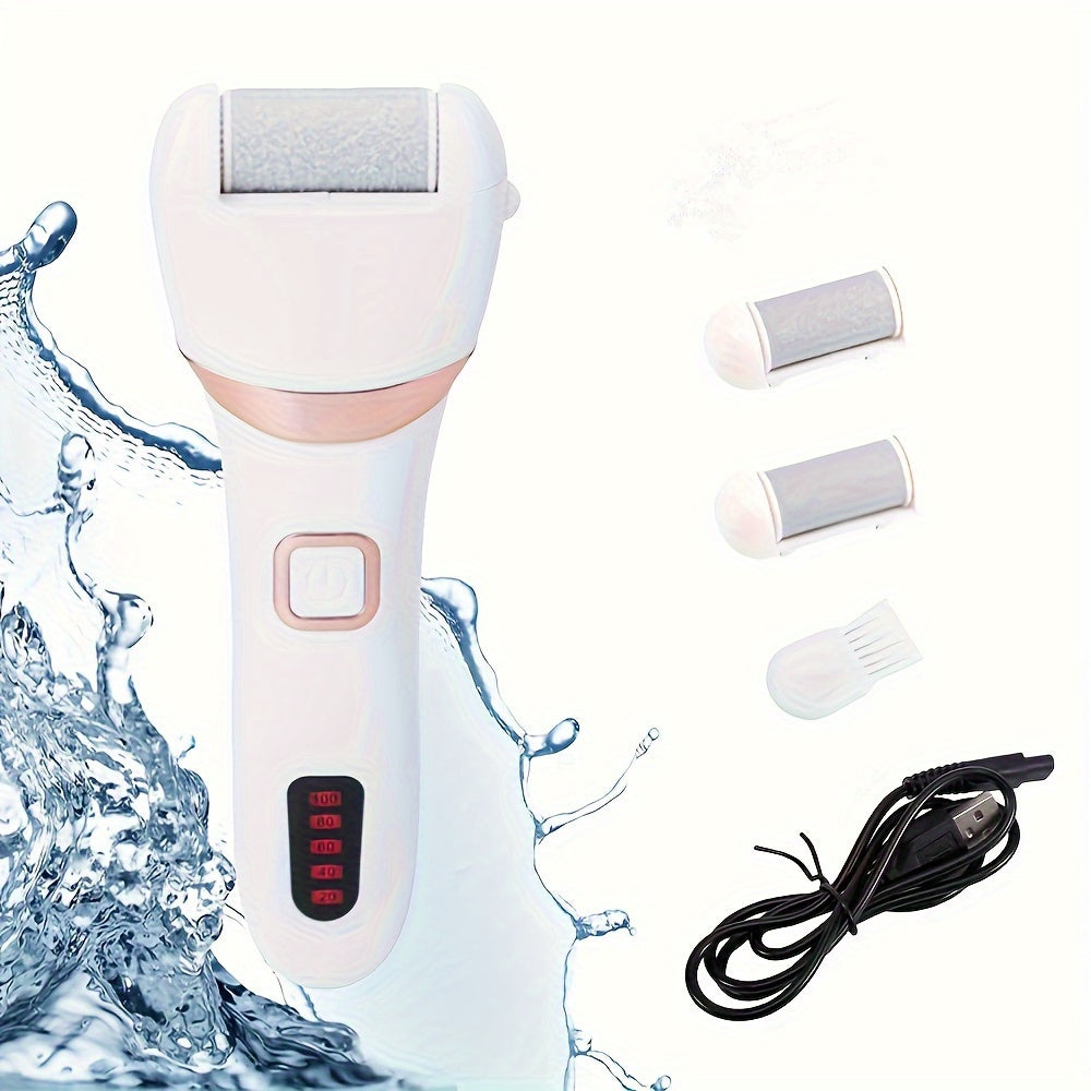 Electric Foot Callus Remover & Pedicure Kit — 3 Roller Heads, Rechargeable