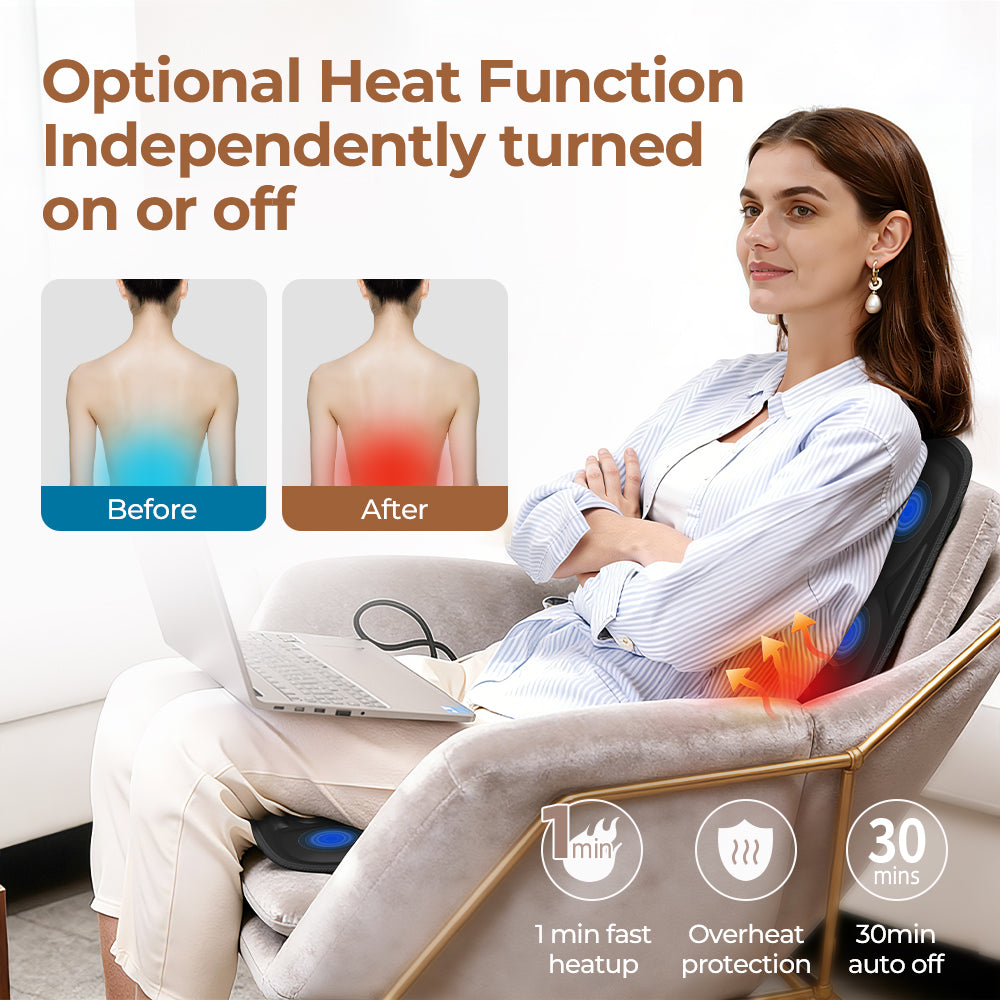 Heated Back Massager Seat Pad