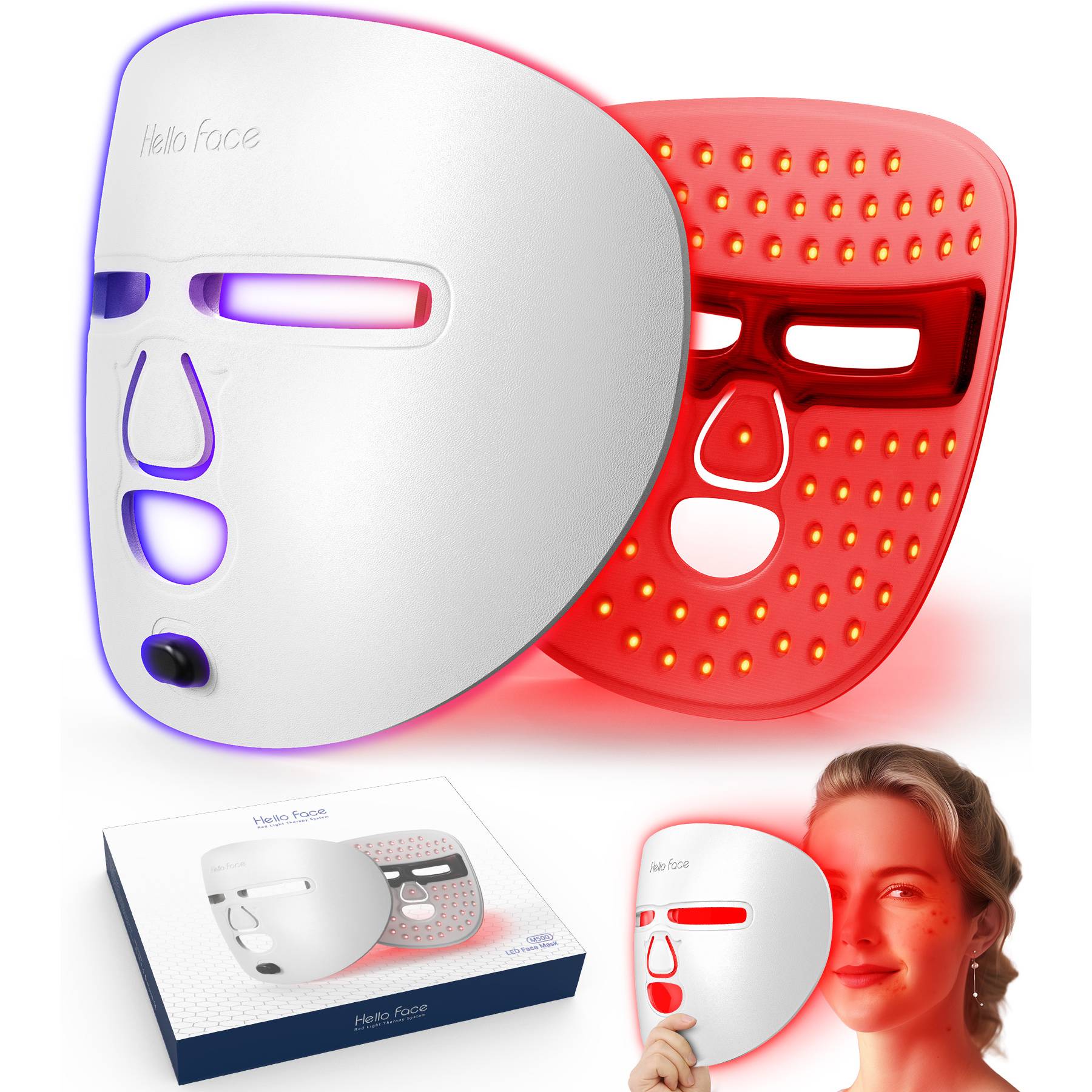 LED Red Light Therapy Face Mask — 3 Modes, 336 LEDs, Wireless