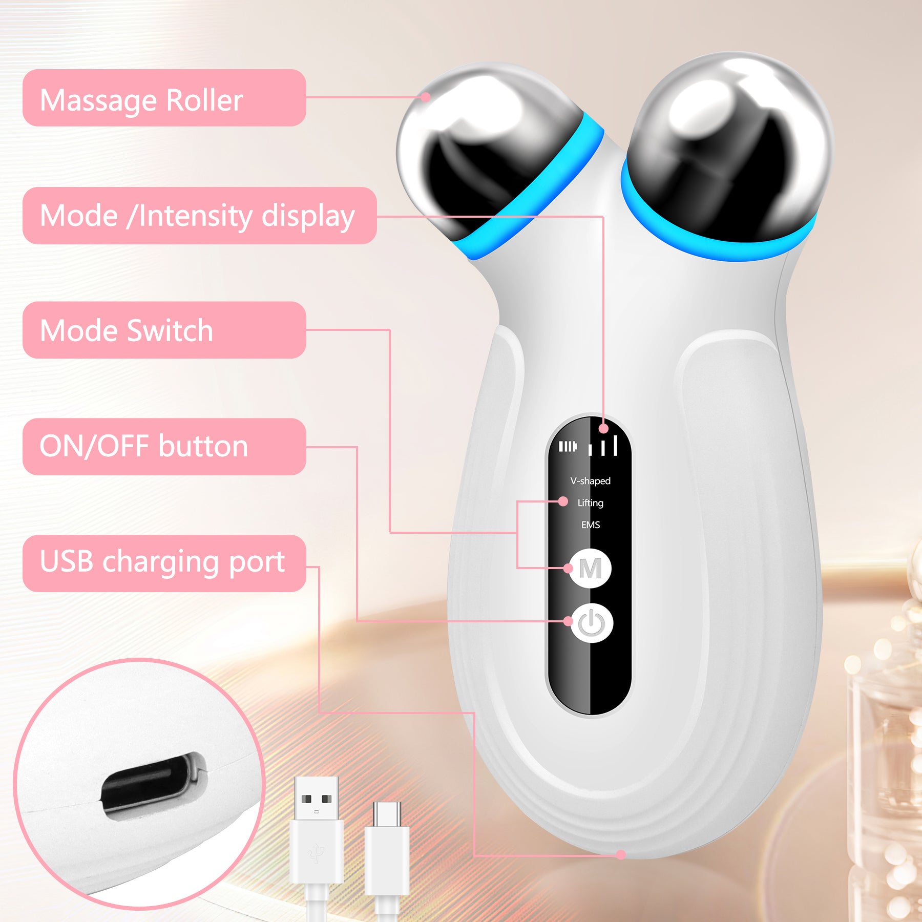 Microcurrent Facial Device — Anti-Aging Skin Toning Tool
