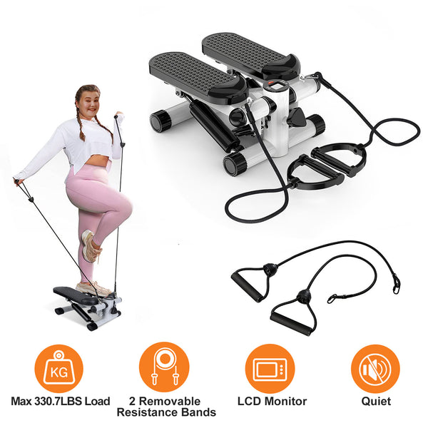 Mini Fitness Stepper with Resistance Bands & LCD Monitor